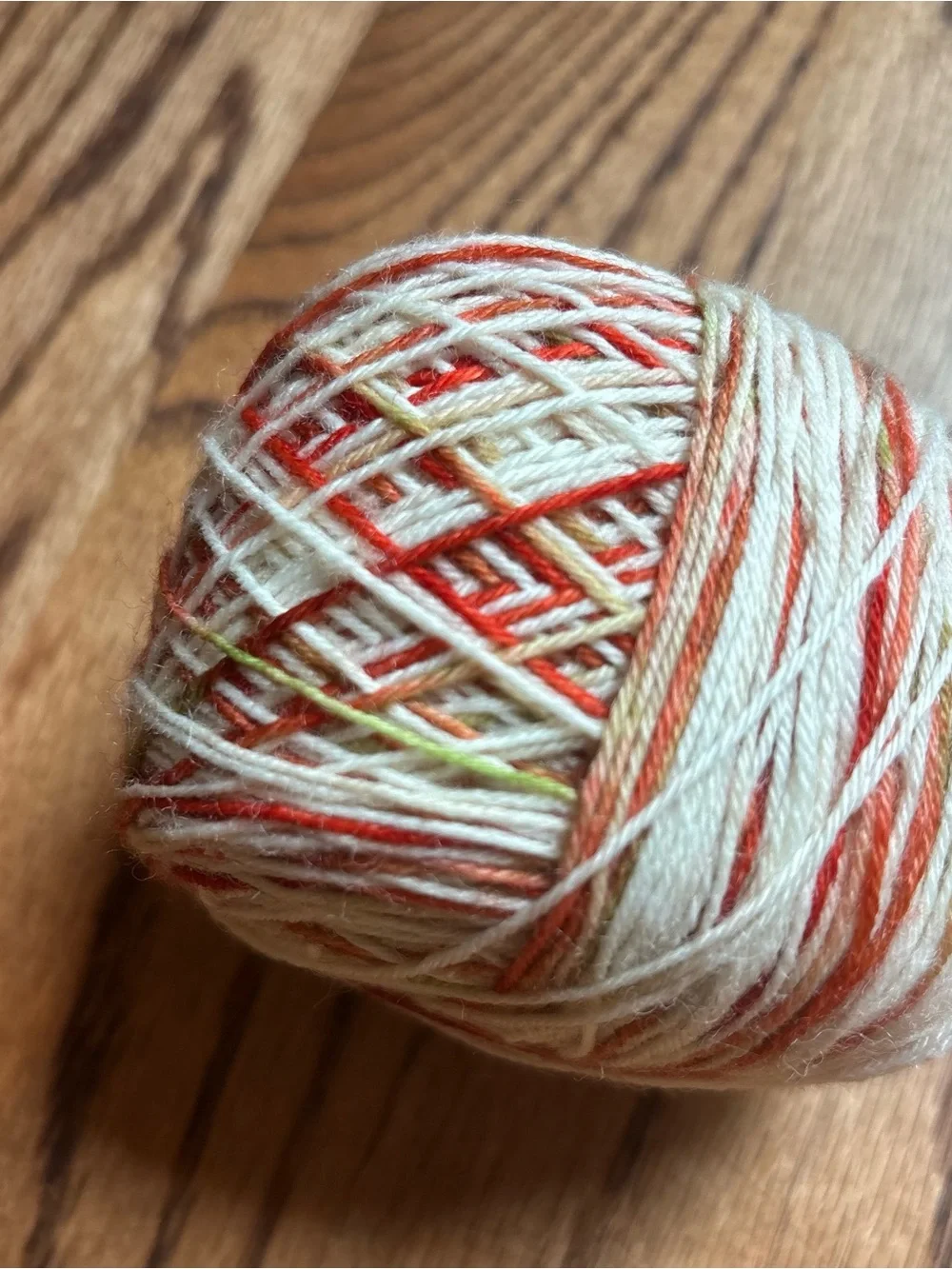Yarn Fingering Weight Sock 100g Orange White Wool Blend Knit Hand Dyed Indie